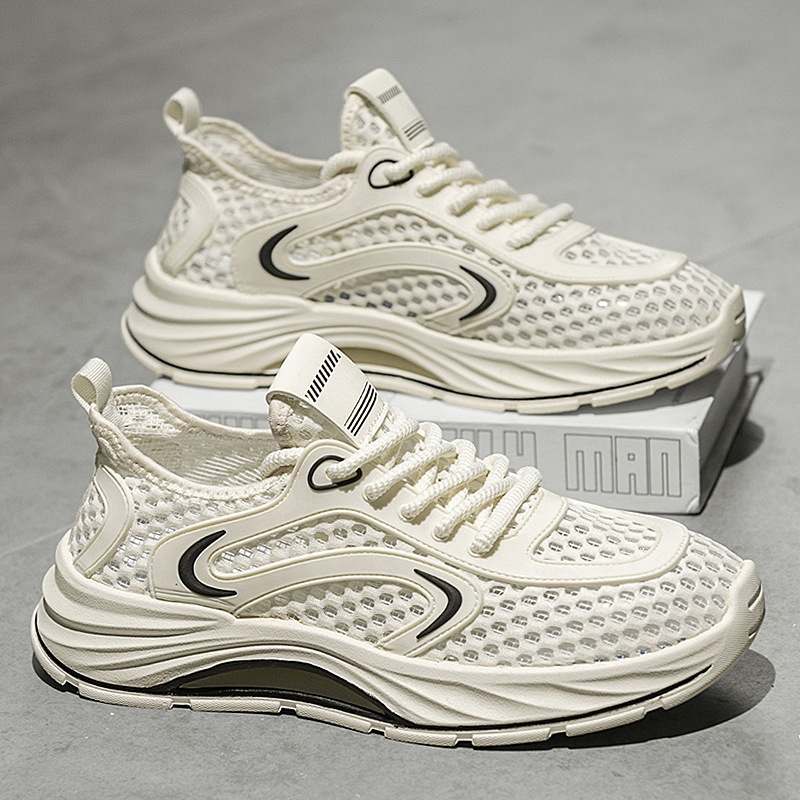 Zapatos deportivos casuales verano para hombres 2025 nuevos zapatos huecos de malla para hombres zapatos de malla grande para hombres aumentados en 45 tallas grandes