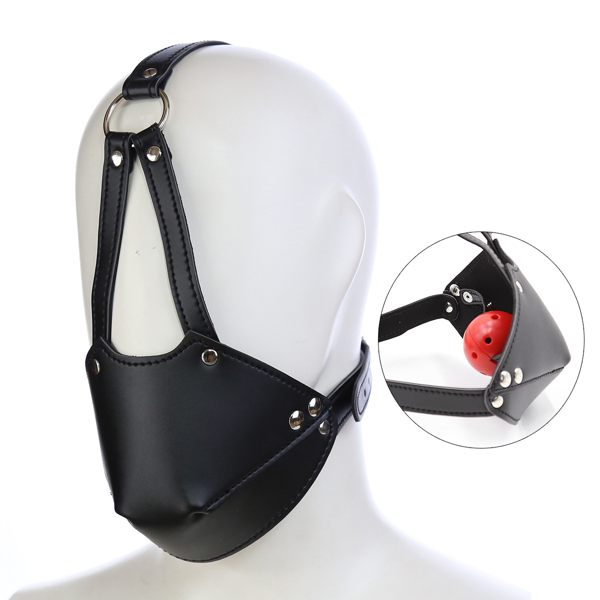 Productos sexuales para parejas adultas, accesorios divertidos para la cabeza, máscara de cabeza con arnés negro, juguetes alternativos, mordaza bucal SM para parejas.