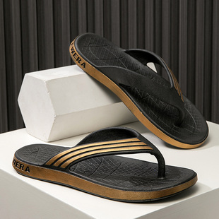 Factory Direct Sales Outer Flip-Flops for Men Summer New Soft-Soled Non-Slip Solid Color Flip-Flops Beach Shoes