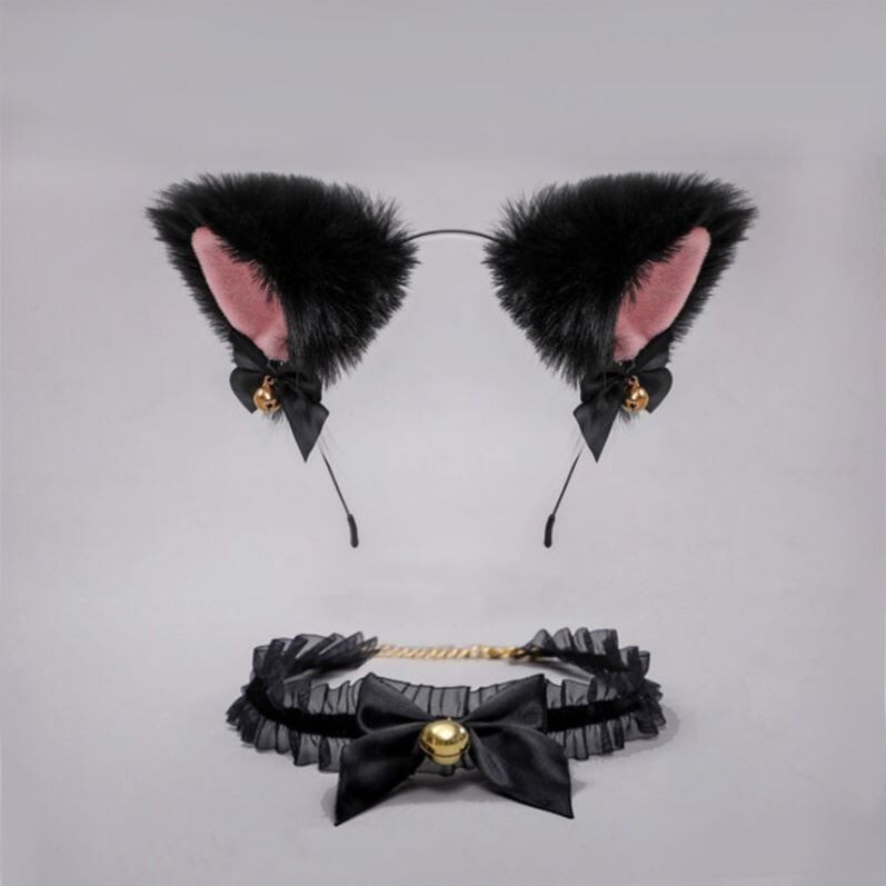 Lolita Princess Cosplay Set with Bow Lace Headband, Collar and Eye Mask — detail image 1