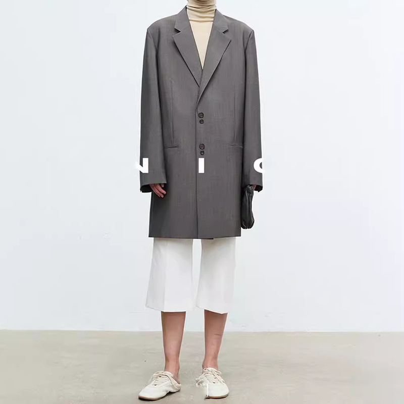 Minimalist Style Casual Jacket for Women, Highly Recommended, Fashionable Mid-Length Italian Worsted Wool Suit for Women, Niche Suit Minimalist Style Casual Jacket for Women, Highly Recommended, Fashionable Mid-Length Italian Worsted Wool Suit for Women, Niche Suit