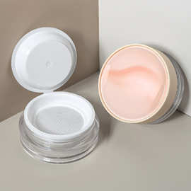 翻盖散粉盒蜜粉空盒双层弹力网松散粉盒化妆品包材容器