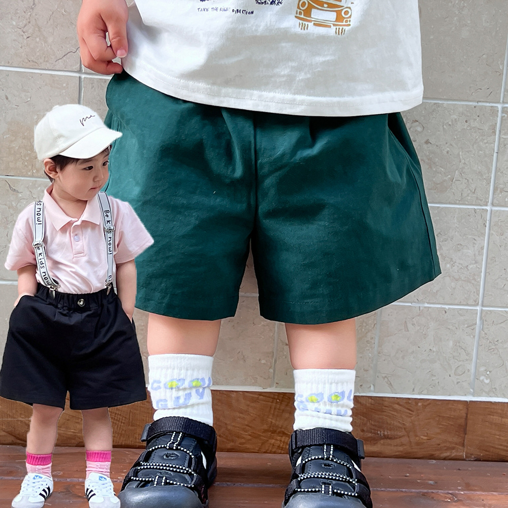 Boys' Summer Shorts 2025 Pure Cotton Versatile Children's Knee-Length Shorts with Elastic Waist for Outerwear Loose Baby Mid-Length Pants Dress Pants