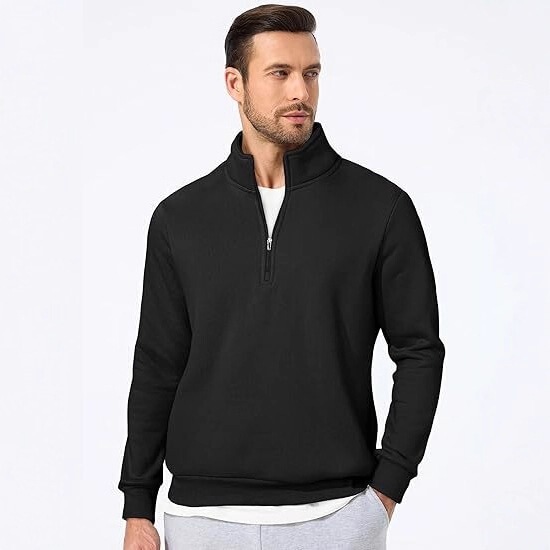 Men's Quarter-Zip Stand Collar Sweatshirt Casual Long Sleeve Men's Winter Autumn Warm Top