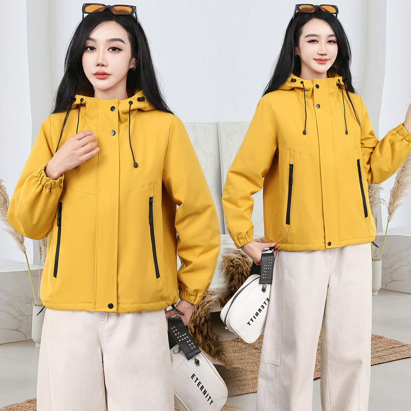 Hooded hiking jacket for women, winter padded, spring/autumn style, water-resistant, breathable, outdoor, plus-size, loose-fitting, casual outerwear Hooded hiking jacket for women, winter padded, spring/autumn style, water-resistant, breathable, outdoor, plus-size, loose-fitting, casual outerwear