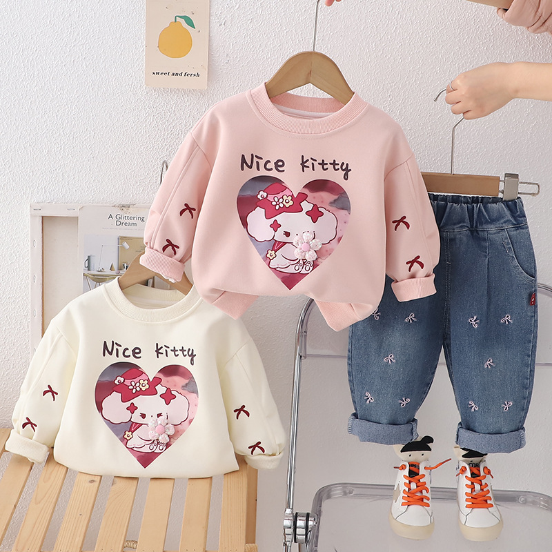 Conjunto de sudadera para niñas dos piezas, diseño cute – moda primavera-otoño 2025. image 1