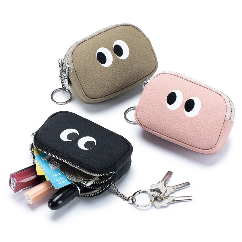 トップ牛革かわいいダブルファスナー小銭入れレディース本革ミニコインバッグ小众iデザインインスタ携帯収纳バッグ|undefined
