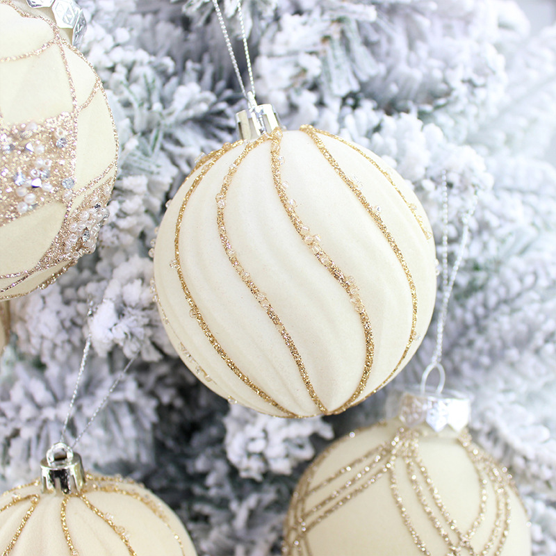 Bolas de Navidad flocado Bolas de Navidad Bolas de Navidad Colgante de árbol de Navidad Accesorios de Navidad Colgante de decoración de Navidad