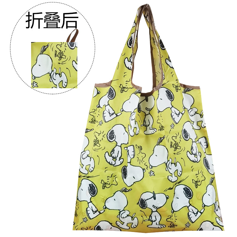 Bolso de compras de supermercado mediano de dibujos animados bolso verde bolso de moda bolso de compras plegable Portátil Bolsa de nylon impermeable image 86