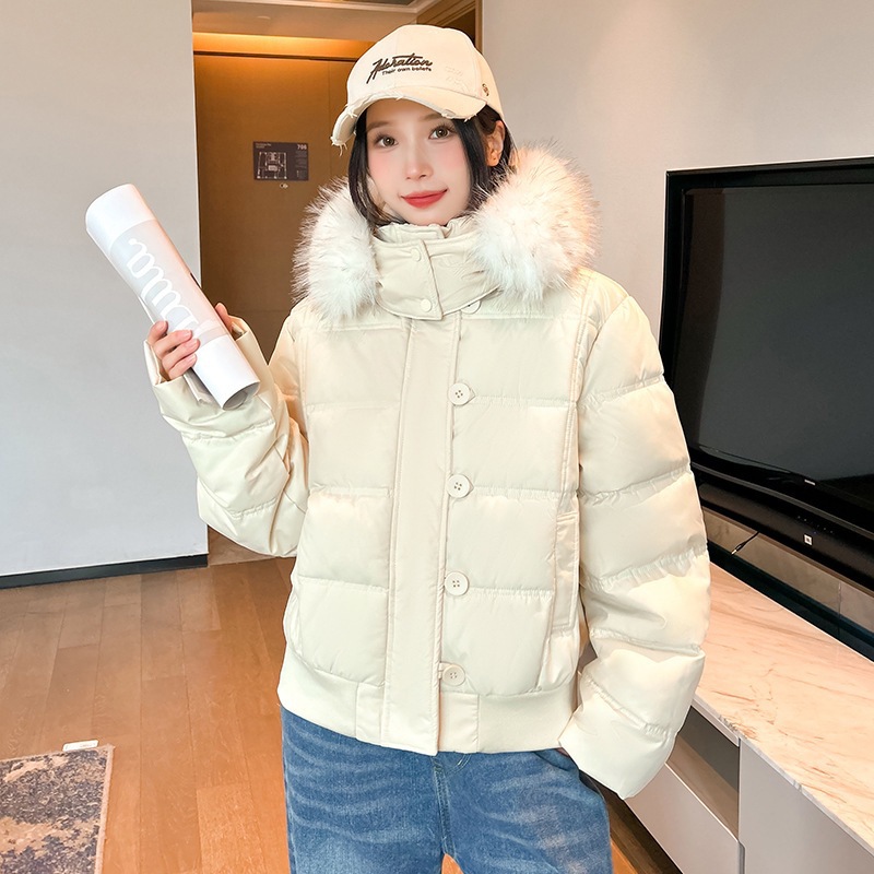 2025 invierno nuevo trabajo transfronterizo parker ropa de algodón mujer gruesa calentamiento suelta chaqueta de algodón de cuello grande encapuchado abrigo image 7
