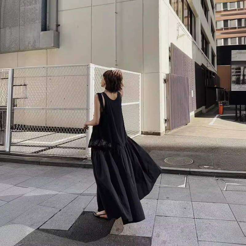 Dry Crane Spring and Summer New Japanese Paris Lazy Vacation Street Fashionable Dress Loose Casual Comfortable Long Dress