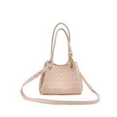 2024 New Su Qi Style Fashionable and Versatile Honeycomb Woven Top Handle Leather Crossbody Parachute Bag