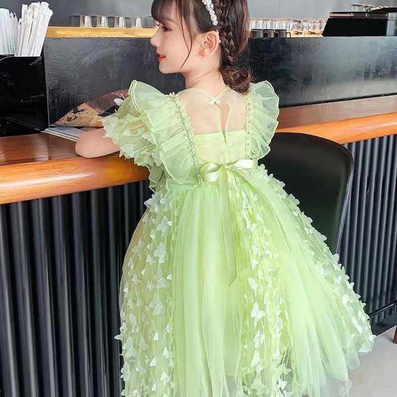 Princess Dress children girl Summer wear Dress 2022 Flower Fairy Western style Big boy summer skirt Little Girl Yarn skirt