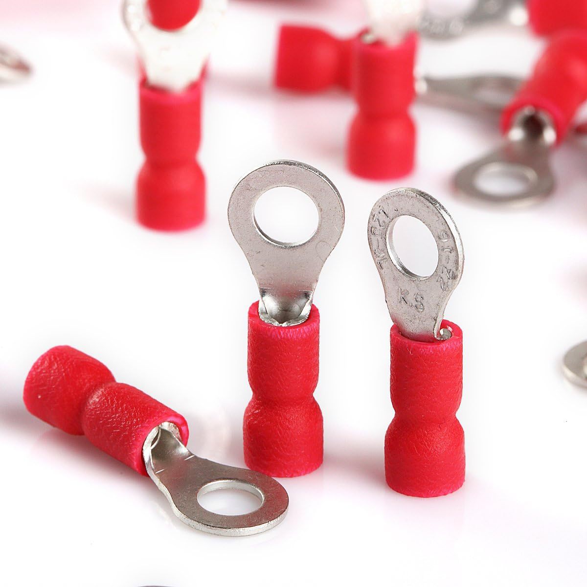 Red Wire Ring Terminals Vinyl 22-16 Gauge Car Audio Connecto