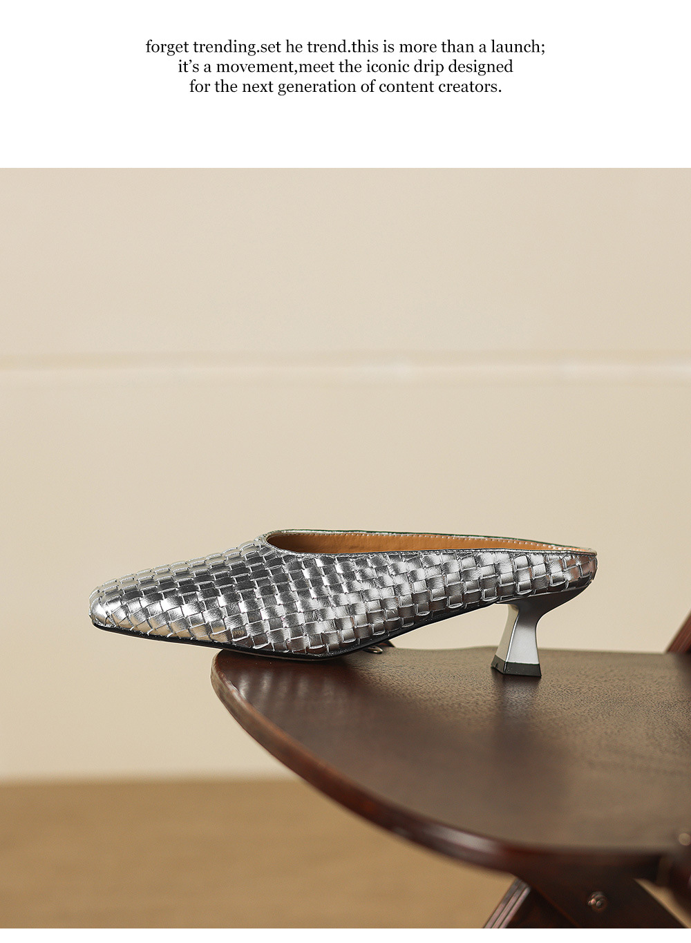 Sandal nữ mũi nhọn dệt vàng, gót 5 cm, phong cách thời trang — màu vàng chi tiết 22