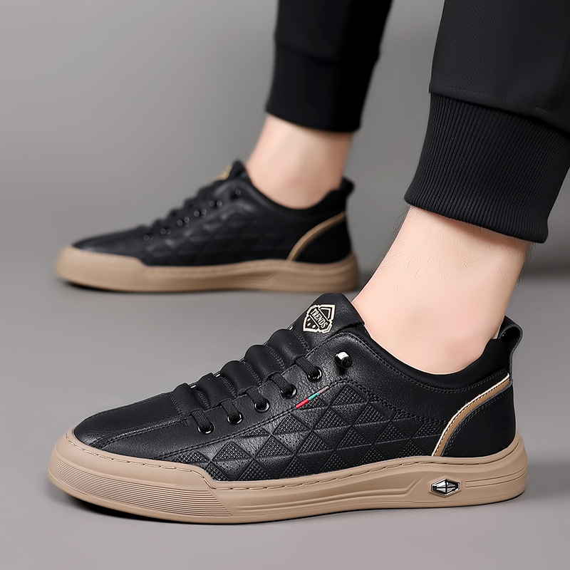 Zapatillas de deporte piel de vaca de verano para hombre, versión coreana de todo fósforo, tendencia transpirable, zapatos de hombre sin cordones, zapatos casuales de hombre deportivo al por mayor