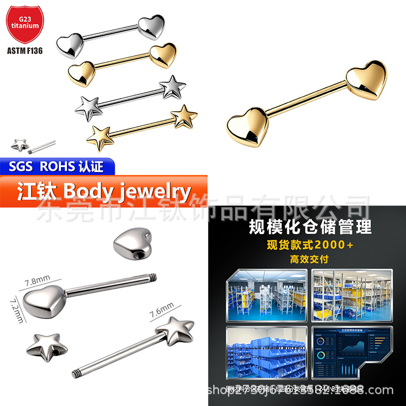 Pointed titanium steel lip stud product view