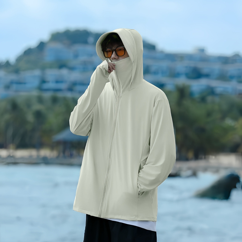 [Summer essentials] ice silk sunscreen clothing men's summer UV-resistant breathable coat outdoor fishing sunscreen clothing