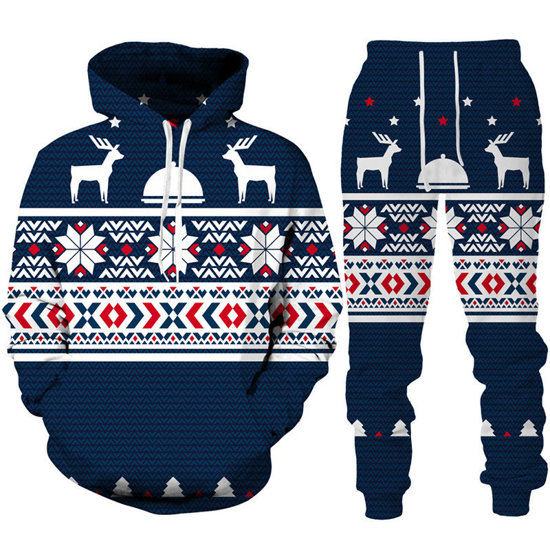 Funny Santa Claus 3 Print Sportswear suit Men and Women Hoodie Pants 2 Piece Set Fashion Oversized Hugh