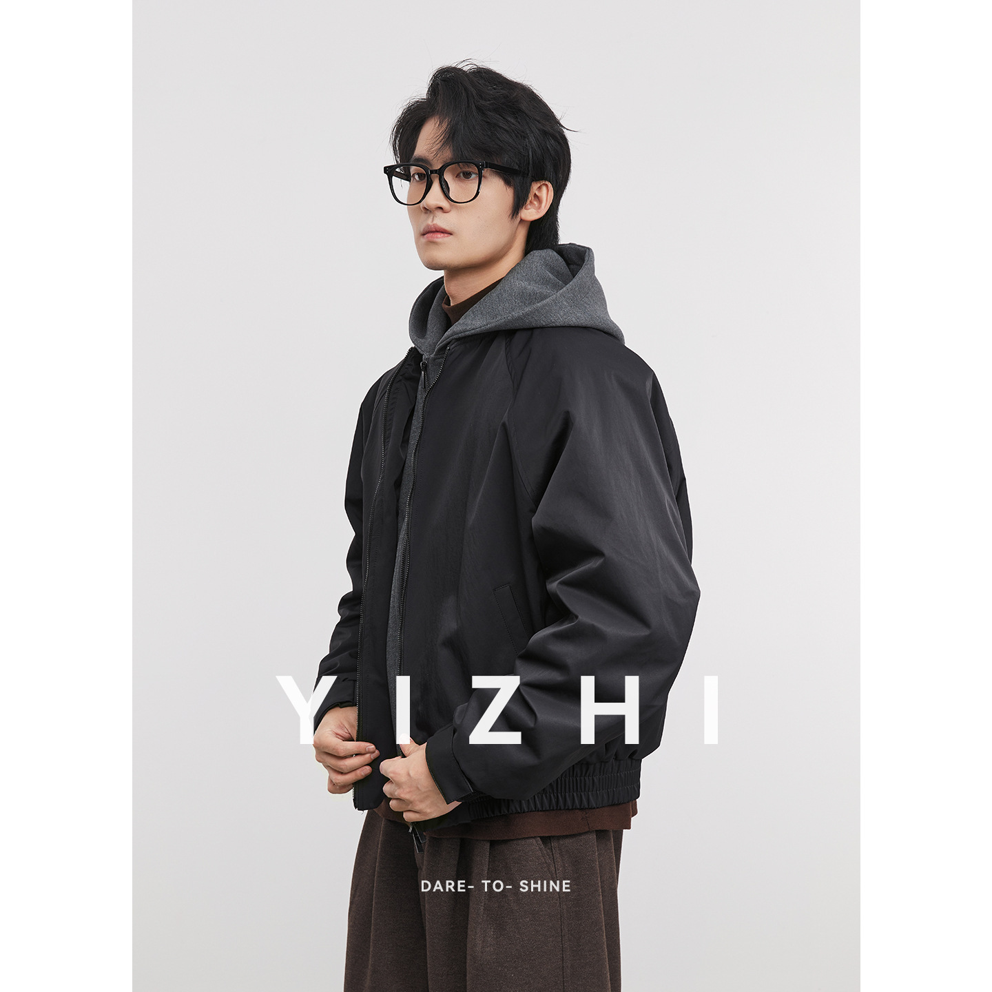 亦止『栖云』叠穿假两件连帽白鸭绒羽绒服男冬季2025新情侣外套潮