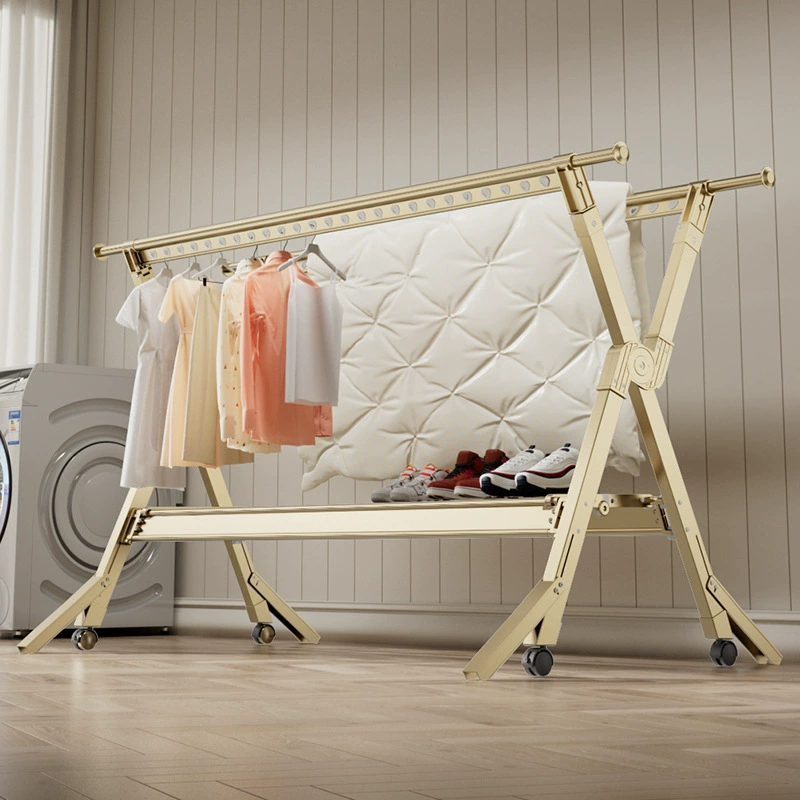 Утолщенная складная сушилка для одежды из алюминиевого сплава, напольная бытовая телескопическая бытовая сушилка для одеял на балконе, сушилка для одежды