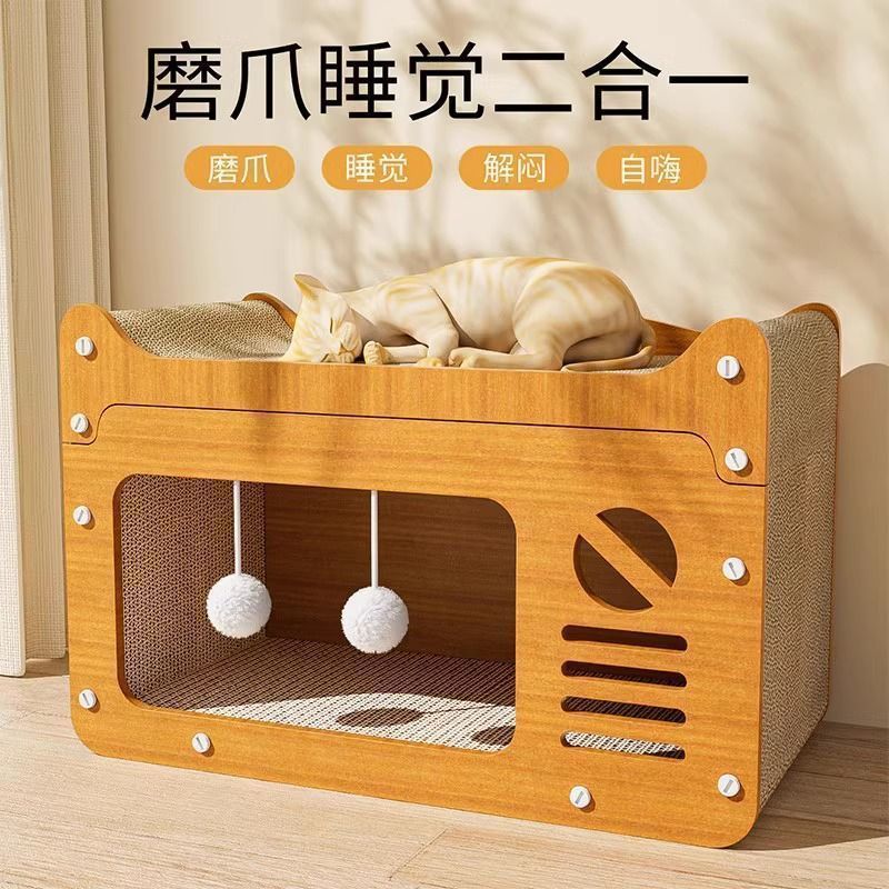 고양이 둥지, 고양이 스크래치 보드, 일체형 밀폐형 고양이 발톱 보드, 고양이 집, 겨울 새끼 고양이 침대, 소파, 고양이 장난감, 모든 계절에 적합