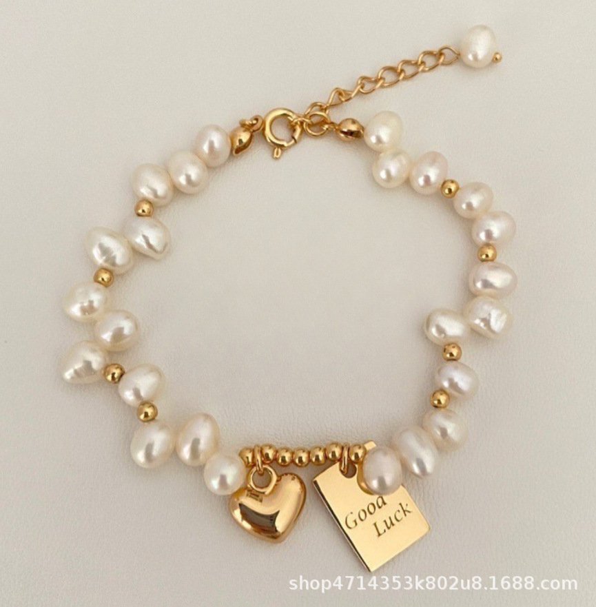 S145-Pulsera de perlas de amor cuadrada de la suerte#SZ1491