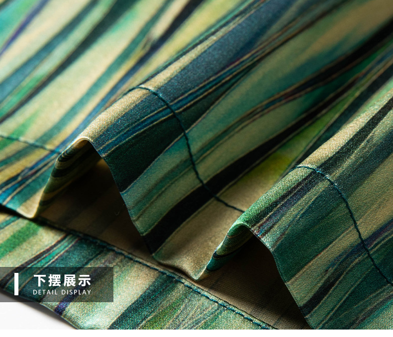Áo polo nam tay ngắn lụa tơ tằm cổ bẻ họa tiết — Màu xanh lá cây sơn dầu 6133 chi tiết 17