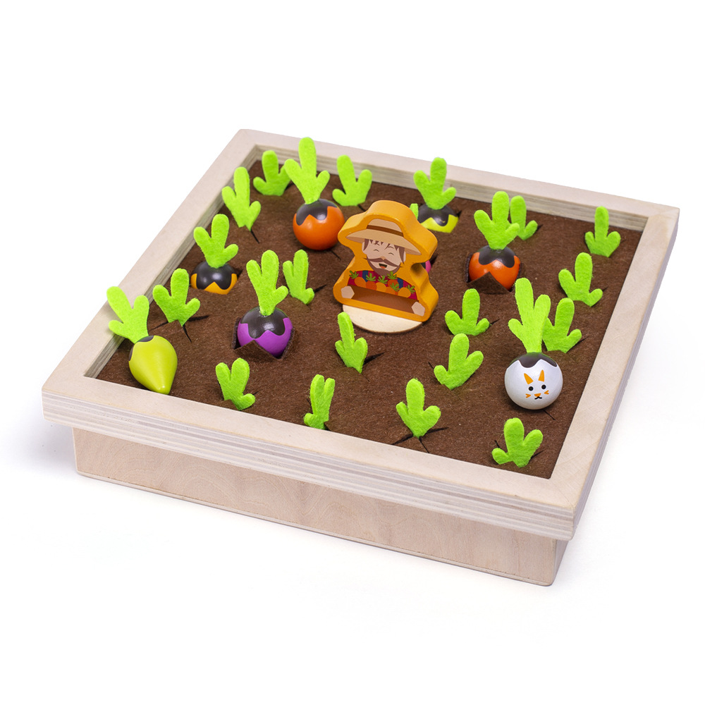 Juguetes de madera para niños, iluminación, educación temprana, juguetes educativos, vegetales divertidos, juegos de ajedrez con memoria, juegos de mesa de extracción de rábanos de granja