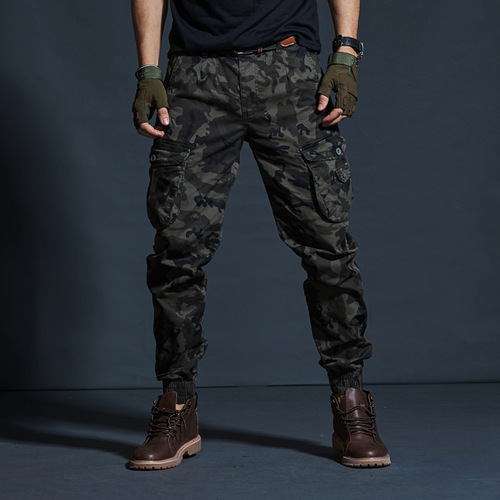 Wholesale Men's Casual Tapered Camouflage Running Ankle Pants with Multiple Pockets Work Pants Trendy Sport Pants for Men