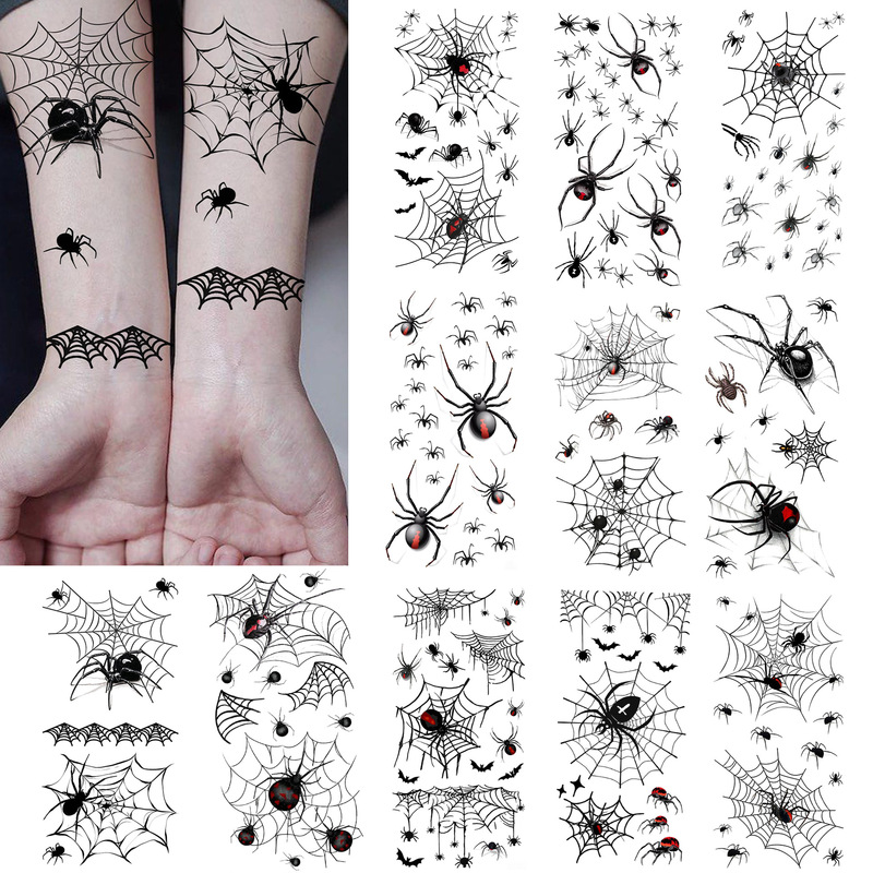 Cross-border Halloween 3D Spider Tattoo Stickers, Simulated Arm Temporary Tattoos, Amazon Temu