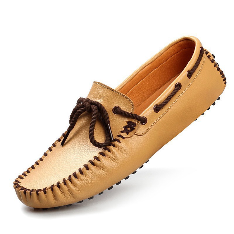 Men's Casual Lace-up Leather Moccasins Driving Shoes Flat Breathable Loafers Fashion _voghion.com