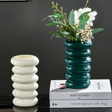 新款塑料螺旋花瓶北欧风创意插花容器摆件干湿花花瓶仿釉仿瓷花盆