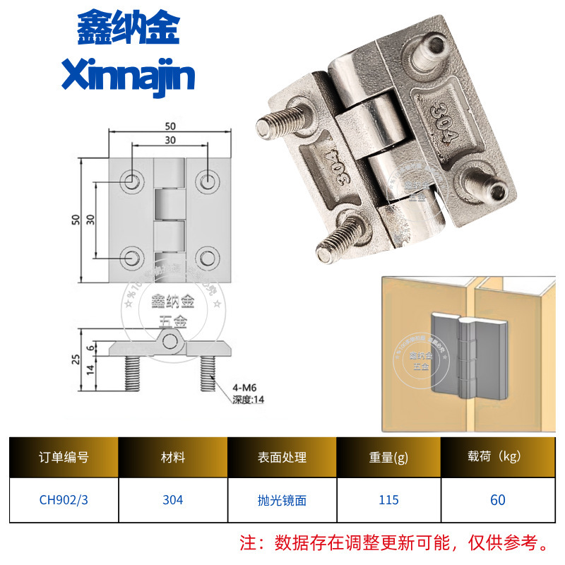 304不锈钢重型合页加厚带螺柱工业焊接配电柜电箱机械设备箱铰链|undefined