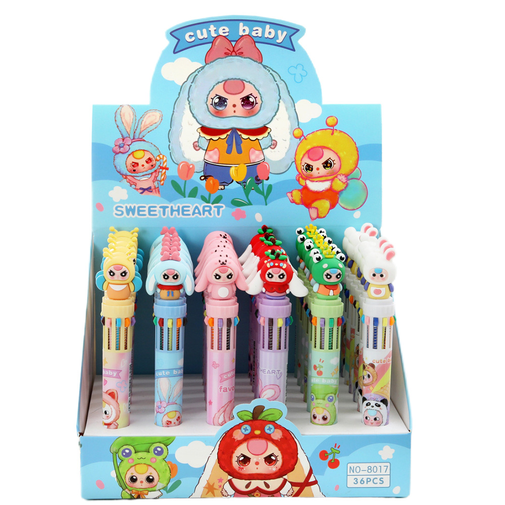 Muñeca de dibujos animados bolígrafo multicolor bolígrafo de dibujos animados bolígrafo de color bolígrafo de escritura estudiantil