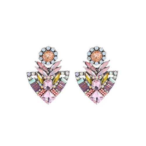 Elegant and Versatile Alloy Earrings with Diamond Accents, Sunflower Flower Pot Design, Cross-Border Bestseller