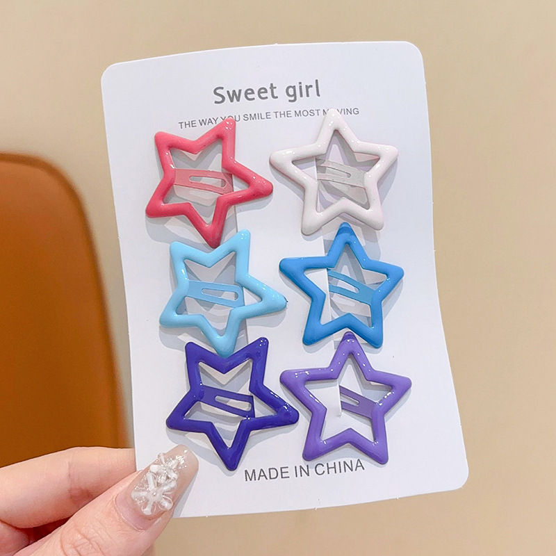 Pinza bb de color dopamina para niños cabello roto estrella de cinco puntas horquilla para niñas que no lastima el cabello, pinza para el cabello con flequillo para bebés, accesorios para el cabello lindos