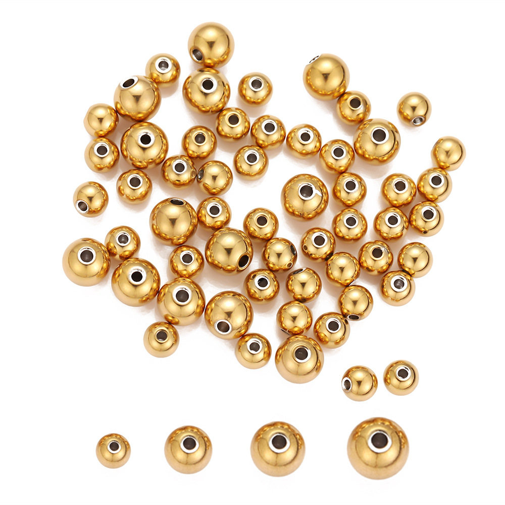 不锈钢实心金色钢珠diy饰品配件串珠珠宝配件穿孔珠手串珠子散珠