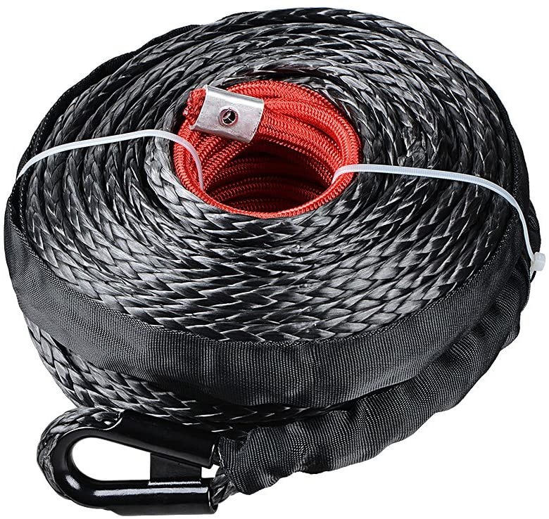 Winch Rope 3/8Inch9.5Mm Synthetic Winch Rope Winch Rope with Sheath Off-Road Vehicle Modification