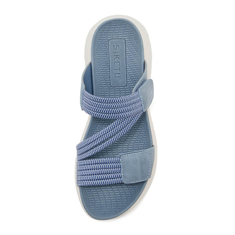 Dép sandal nữ xỏ ngón đế bệt thể thao co giãn cỡ lớn — Màu đen, Màu xanh lam, Màu mơ chi tiết 33