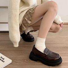 英倫風簡約日系小皮鞋女2022春秋新款粗跟高級感樂福鞋氣質單鞋潮