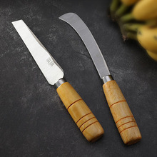 不锈钢水果刀菠萝木柄果皮香蕉小弯刀锋利削皮瓜果菠萝蜜蔬菜刀具