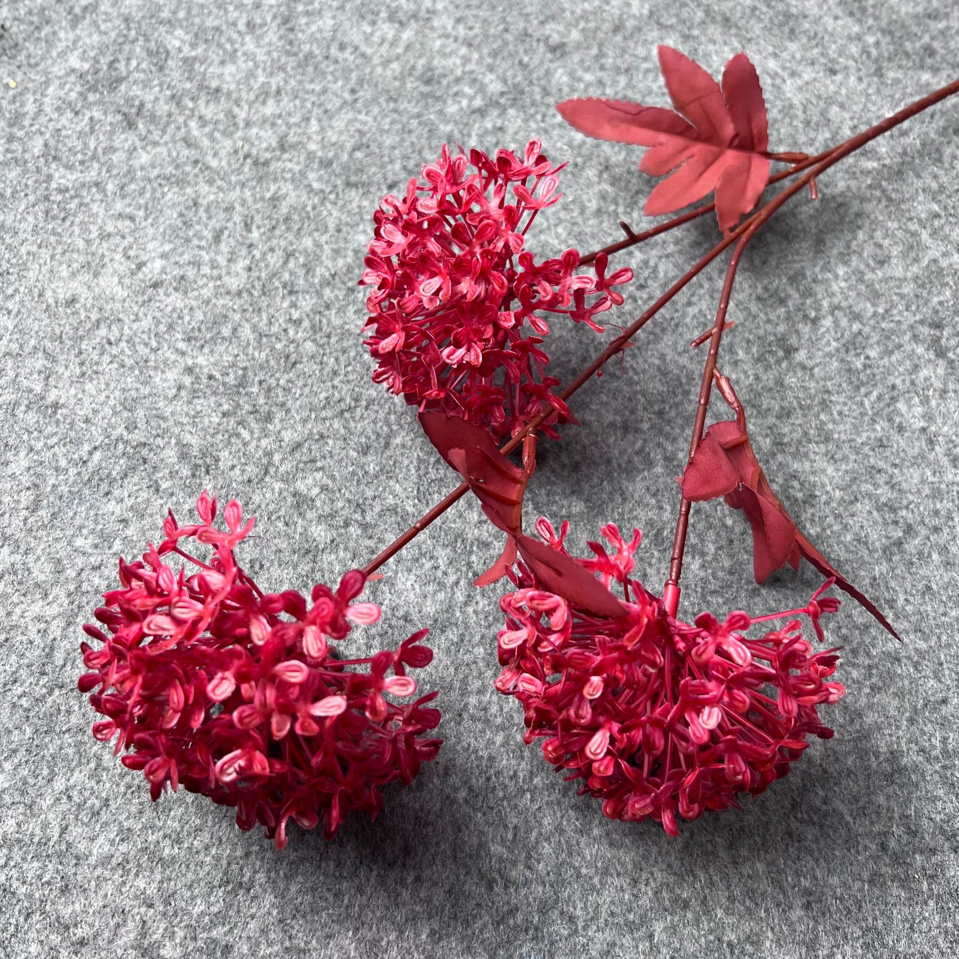 Wooden hydrangea rose red