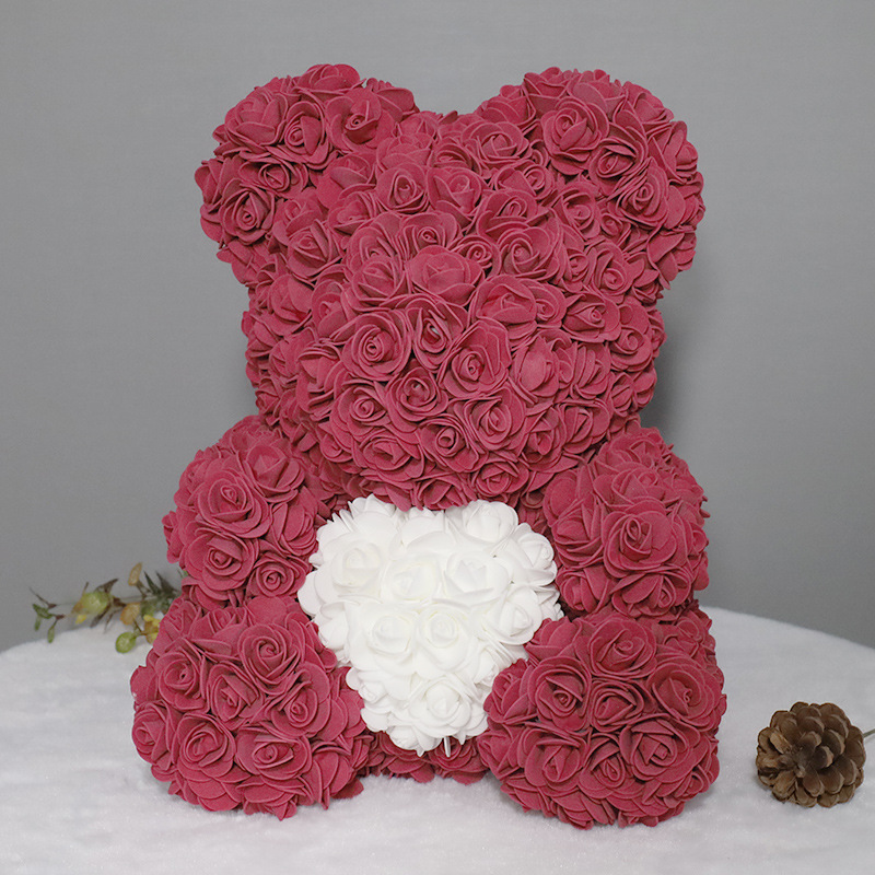 Oso de Rosas Artificiales Transfronterizo, Regalo de Cumpleaños, Regalo del Día de San Valentín Chino, Oso de Flores de PE Hecho a Mano, Producto Terminado