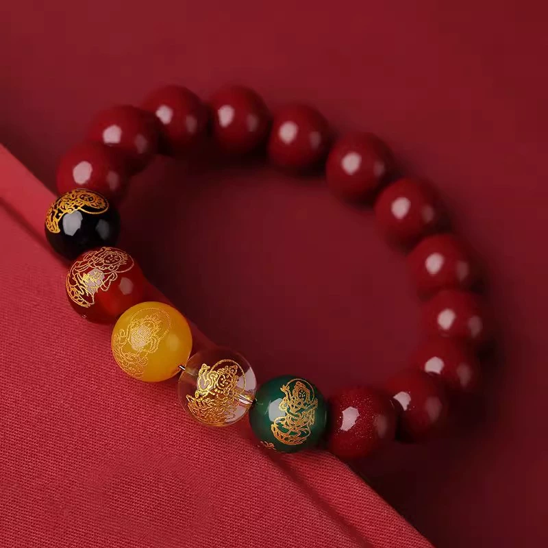 Birthday charm, one bead bracelet for men and women, cinnabar, Birthday gift, wholesale
