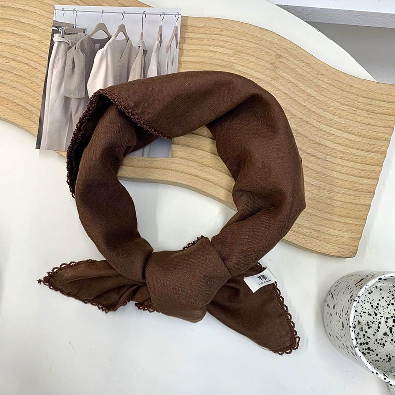 Toallas cuadradas coreanas de color sólido de doble capa de algodón exterior con un chal de moda pequeña bufandas de cuello bufandas de cuello