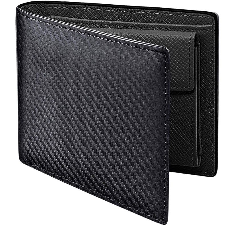 クロスボーダー新型日本アマゾン楽天メンズ本革二つ折り財布炭素繊維ショート小銭入れレディース