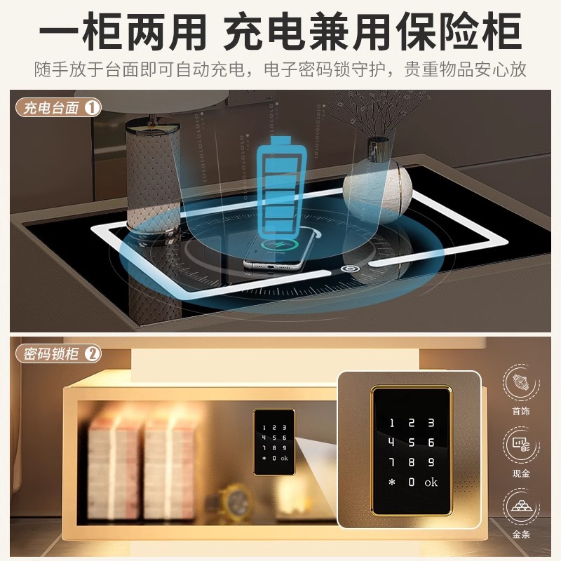 Mesa de cabezal de cama moderna lujosa inteligente con luces de alto nivel de sensación de dormitorio estante de cabezal de cama de viento de crema almacenar gabinete bajo junto a la cama