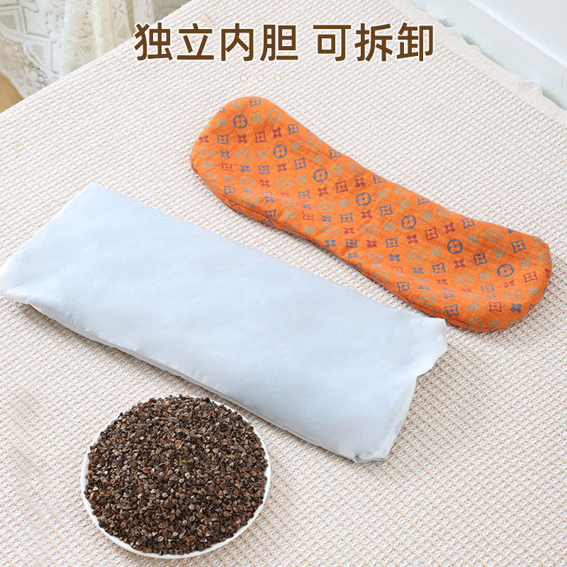 荞麦枕头全棉双层纱护颈椎睡眠枕芯成人圆柱硬枕家用牵引骨头枕|undefined