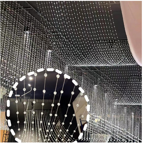 婚庆新款水晶珠串波浪造型婚礼布置吊顶装饰菠萝珠帘水波帘子成品